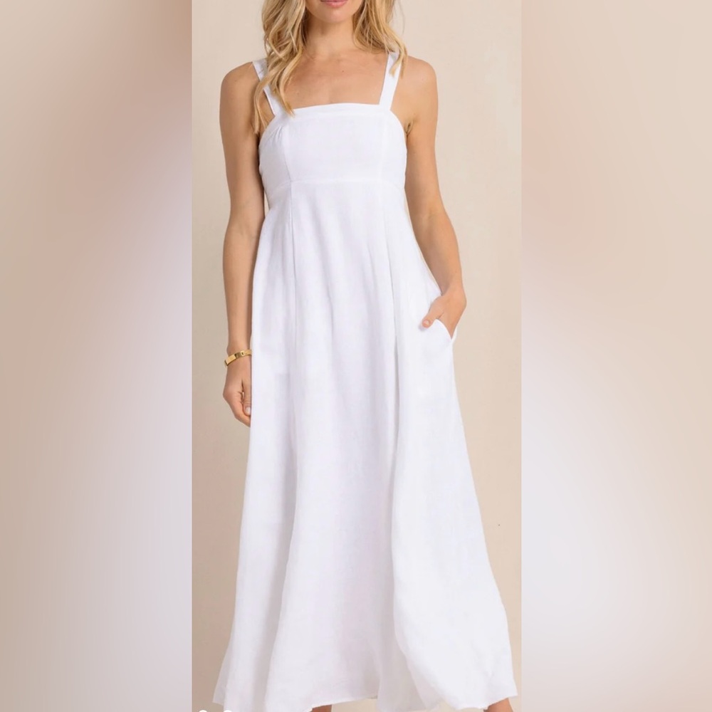 NWT Leighton Linen Tie Back Maxi Dress. White. XS.